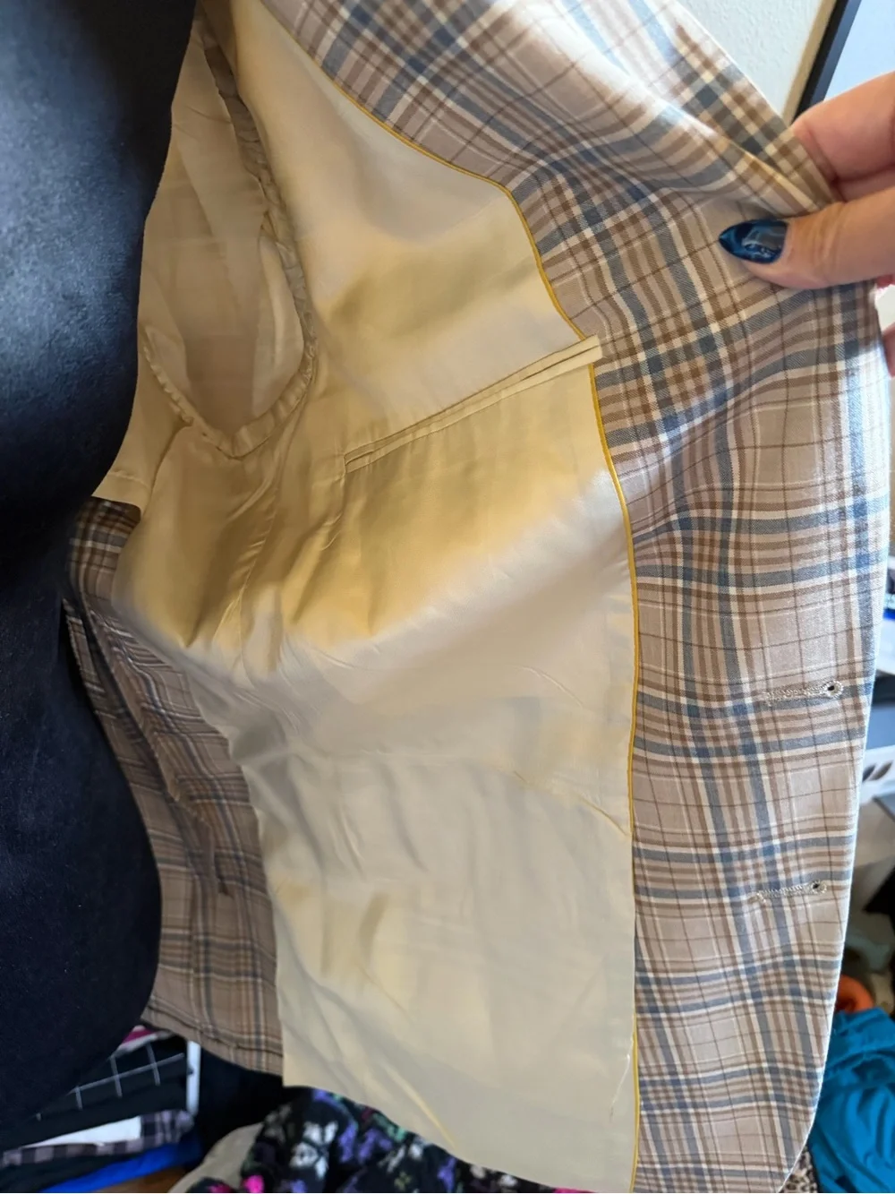 Botany 500 Classic Plaid Blazer - Beige & Blue